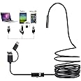 3-in-1 Type-C USB Inspection Camera for Industrial HD Endoscope, Waterproof Tube Sink Drain Pipe With 6 LED Light, Adjustable Brightness Borescope Black (Size: 2m)