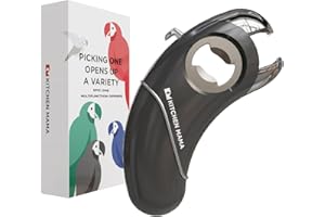 Kitchen Mama Epic One Apribottiglie Multifunzione - Apre Bottiglie con Tappi a Vite, Tappi a Corona, Lattine, Linguette, Barattoli - Ergonomico, Adatto a Mani con Artrite (Grigio metallizzato)