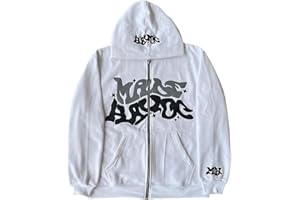 YINGKE Damen Zip Up Y2K Hoodie Gothic Punk Hoodie Jacke mit Taschen Vintage Streetwear Fashion Hoodie