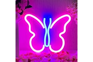 YUEYYNS Panneau Néon Papillon Enseigne au Néon Rose Néon USB & Batterie Powered Powered Lamp Wall Lampadaire pour la fête de mariage Partie murale Partie d'anniversaire Camping
