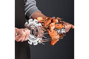 MOVKZACV BBQ Grill Kebab Cage, Rotating Stainless Steel Rotisserie Skewers Needle Cage Oven Kebab Maker Grill, Kitchen Tools BBQ Maker Roaster Fits Skewer Kebab Cage