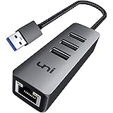 uni Adaptateur USB Ethernet, Hub USB 3.0 Ethernet avec Port LAN Réseau RJ45 1 Gbps, pour MacBook(avec Version Port USB), iMac