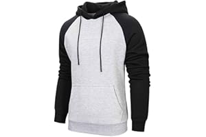 comefohome Mens Hoodie Pullover Sweatshirts Patchwork with Kanga Pocket Casual Tops Hoody