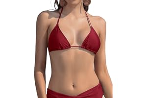 SHEKINI Mujeres Clásico Corredizo Ajustable Ties-up Triángulo Bikini Top