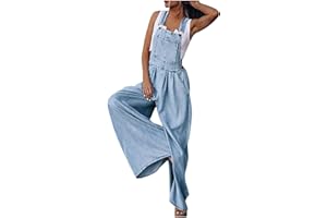 ‎MASRIN Masrin Zerrissene Jeans Jumpsuits Damen Denim Latzhose Lang Oversize Cargohose Arbeitshose Einfarbig Einteiler Overall Breite Bein Bib Pants Ärmellos Spielanzug Jumper Locker Cargo Hose Streetwear