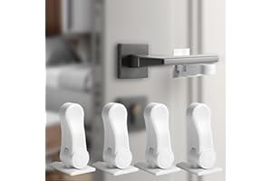 DONOLA 4 Pièces Serrures à Levier de Porte pour Enfants et Petproof, Serrure de Poignée de Porte de Sécurité pour Bébé, Facile à Installer ni Perceuse (4 PCS)