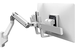 ERGOTRON HX Dual Monitor ramię w kolorze białym – uchwyt ścienny z opatentowaną technologią CF do 2 ekranów do 32 cali, regulacja wysokości 29,2 cm, standard VESA