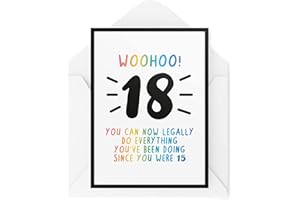 Tongue in Peach Śmieszne kartki na 18. urodziny | You Can Now Legally Do Things Card | For Him Her Banter Joke Nowość 18 Nastolatek Przyjaciel Syn Córka | CBH621, Biały, 21 x 15 x 0,2 cm,