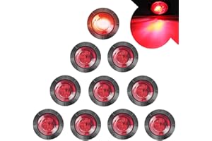 LeKaufen 10PCS 3/4" Car Round LED Side Lights 1.9CM 12V/24V Front Rear Side Marker Indicator Light Universal Bullet Clearance LED trailer lights Waterproof for Truck Trailer Caravan Boat (Red)