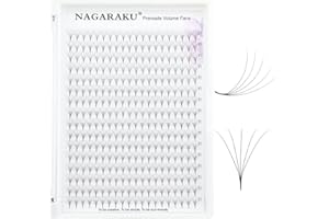 ‎NAGARAKU NAGARAKU 5D Vorgefertigte Fächer Wimpern 320 Fans Volumen Premade Fans Lash Langer Stiel Dünne Basis Spitz Natürliche Flauschige Fertigfächer Wimpernverlängerung Schwarz 16 Reihen Box XL(0.07 C 11mm)