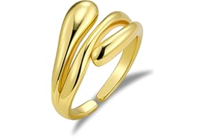 ALEXCRAFT Anillo Mujer, Anillos Chunky Ajustable, Hombre Anillo Ancho, Oro/Plata Hipoalergenicos, Acero Inoxidable, Grueso Anillos Amistad, Regalo para Novia