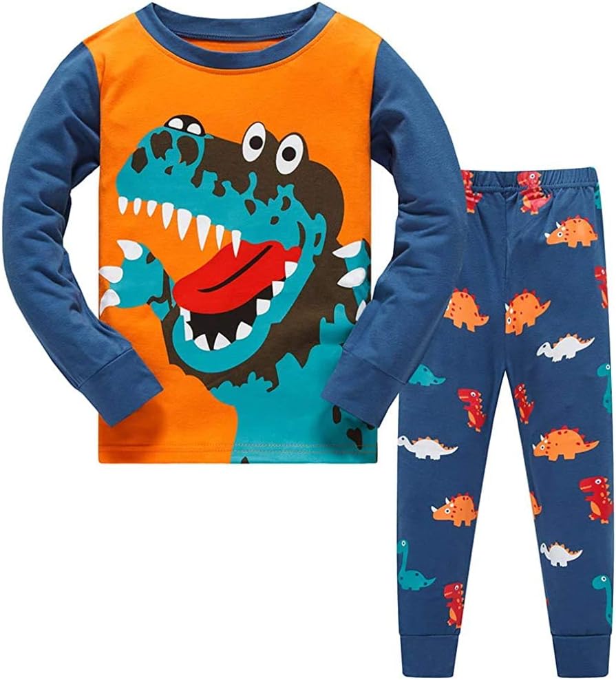 TEDD Boys Pyjamas Dinosaur Nightwear Cotton Toddler Clothes Kids Sleepwear Long Sleeve Christmas Pjs Sets 2 Piece Outfit Xmas Gift 1-12 Years