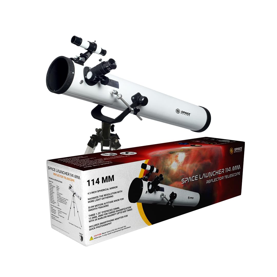 Space Launcher 114mm Newtonian Astronomical Reflector Telescope with 900 Focal Length, Upto 650X Magnification with Smartphone Adapter and Moon Filter