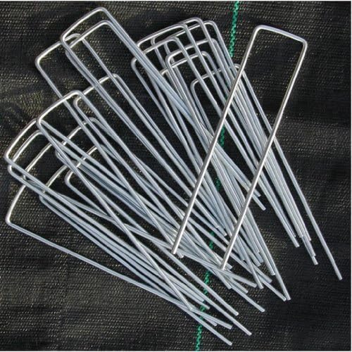 QVS Shop 40x 20CM LONG, EXTRA THICK, GALVANISED STEEL U PEGS FOR WEED MEMBRANE/FLEECE/BIRD NETTING/JUTE