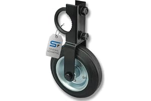 SCHARTEC® Målrulle för metallrör, grind, gummihjul, 150 mm, tung last, trädgårdsgrind, gummi, stödhjul, grind, grind, byggsta