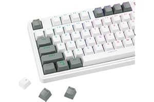 JOLINTAL 104er Grau-Weiß Tastenkappen – PBT, Cherry-Profil, Dye-Sub Design, durchsichtig für RGB & kompatibel mit mechanischen Tastaturen