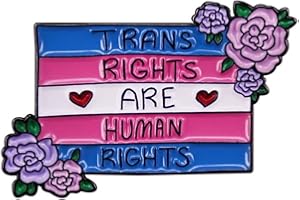CHICHENGNIAN Trans Rechte Sind Menschenrechte Emaille Pin Blau Rosa Weiße Flagge Blume Abzeichen Broschen Regenbogen Flagge Broschen für Pullover Schals Kopftücher Kleider Anzüge Taschen