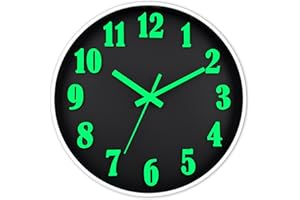 DIYZON 12'' Luminous Wall Clock, Silent Non-Ticking Battery-Powered Design - 3D Illuminated Numbers & Night Light Clock for Kitchen, Bedroom & Living Room