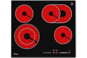 KKT KOLBE Glaskeramik Kochfeld 60 cm | Autark | 6,6 kW | 4 Zonen | 9 Stufen | Bräterzone | Dualkochzone | Slim-Designrahmen | Touch Slider | Timer | CH5901AL