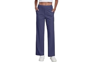GRECERELLE Palazzo Pantalon pour femme, élégant, ample, jambes larges, taille extensible, avec poches