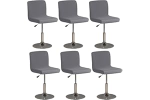 MeYuxg Bar Stool Covers with Backs,6 Pack Stretch Washable Bar Stool Chair Covers,Square Seat Stool Covers for Swivel Chair Dining Chair Counter Stool Pub Chair, Furniture Chair Cover-Gery