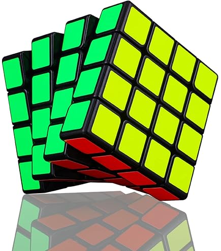 KOSTACHI Speed Cube 4 x 4, 4 x 4 x 4 professionele toverkubus, zwart, 4 x 4 dobbelstenen, speelgoed voor jongens en mannen
