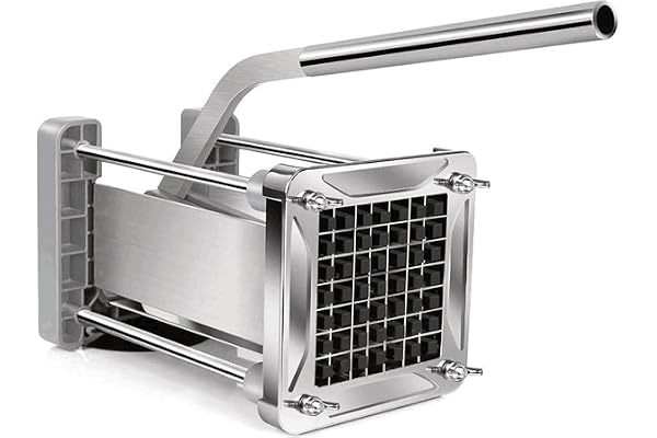 Coupe Frite Professionnel, Sopito Coupe Frites Acier Inoxydable Decoupe Frite avec Lames de 12x12mm, Argent