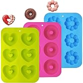 3 Pieces Silicone Donut Molds, Easy to Remove and Clean, Silicone Molds 6 Cavities for Donuts, Muffins, Bagels, Cakes, Ice Cu