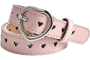 Copbopwn Mädchengürtel Kindergürtel Süßer elastischer Herzgürtel Verstellbarer Stretchgürtel mit Herzschnalle PU Skinny Gürtel für Jungen Mädchen Damengürtel für Jeans Kleider Jumpsuit Hosen