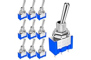 GUUZI 10pcs 6A/125V 3A/250V ON/Off/ON Interruptor de Palanca en Miniatura 3 Terminales 3 Posiciones Interruptor de Palanca SPDT MTS-103