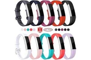 FunBand Bracelet pour Fitbit Alta HR et Fitbit Alta, Bande en Silicone Souple Sangle de Remplacement Reglables Sport Accessorie pour Montre Connectée Fitbit Alta HR et Fitbit Alta (10-Pack)