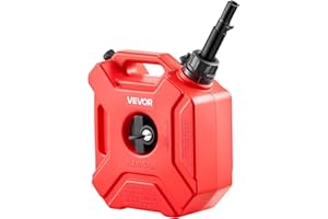 VEVOR Bidon Essence 5 L Bidon Carburant avec Bec Verseur, Verrouillage Antivol, Débit Maximal 15 L/min, Réservoir Essence Étanche Portable pour la Plupart des Voitures, Motos, UTV, Tracteurs, Rouge