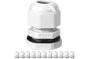 Dawenur 12 Stück Kabelverschraubung M18 Kabeldurchführung Wasserdicht PA66 Kunststoff Verstellbaren Kabelverschraubungen für Outdoor Garten Schaltkasten Abzweigkasten