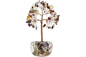 Aisamco Chakra Healing Crystal Tree of Life,Crystals and Healing Stones, Handmade Bonsai Trees,Positive Energy, Wealth, Good Luck,Feng Shui Home Office Decor,Birthday Gifts for Women (Multicolor)