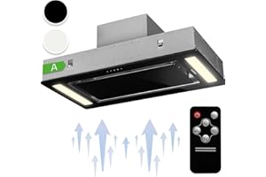 Klarstein Campana Extractora Empotrable l Bajo Consumo, 230W, Extracción 620m³/h, 90 cm Ancho l Campanas Extractoras Cocina con Extracción de Humos para Techo, Silencioso, Negro