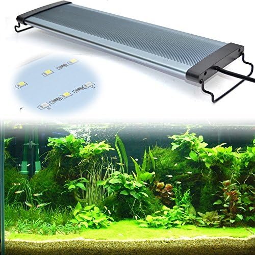 Eday 44-55CM LED Aquarium Lighting Fixture For Fish Tanks,Over Head 64 LED Lamp Lights ,,Lighting Color White and Blue