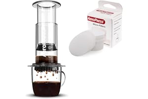 YESEATIS AeroPress - Nouveau pack spécial avec cafetière transparente (transparente) + 350 microfiltres