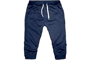 GENERISCH Pantalones deportivos para hombre 3/4 cómodos, pantalones de ocio para hombre, de verano, ligeros, semi largos, pantalones cargo ajustados, elásticos, con goma elástica, pantalones cortos cargo de