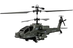 Amewi Apache AH-64 Hélicoptère coaxial 3,5 canaux RTF avec télécommande, Batterie, câble de Charge, 250 mm, Vert foncé