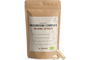 Cupplement Mushroom Mushroom Complex 60 Extract Capsules Organic With Lions Mane, Cordyceps, Reishi & Chaga 400 mg per Capsule - Superfoods - Supplement - Mushrooms - Wig Champignon