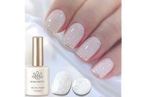 Born Pretty Vernis Semi Permanent Pailleté Blanc Laiteux, Milky White Jelly Vernis Semi Permanent French Manucure pour Salon De Manucure DIY Home