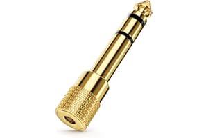 deleyCON Adaptador de Jack [1 Pieza] 6,35mm a 3,5mm - Audio Estéreo Acoplamiento Adaptador de Enchufe - para Auriculares Guitarra Receptor HiFi Amplificador Home Cinema Mezclador Teclado TRS