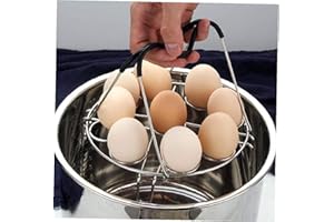 Hotaden Panier Oeufs Vapeur Porte-Bagages de Cuisson en Acier Inoxydable Trous de Cuisine Accueil poignée Silicone Accessoires Pied Batterie de Cuisine Outil