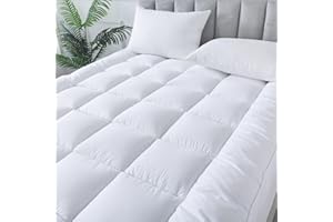 4All Microfibre Mattress Topper – 10cm Thick Quilted Bed Topper, 1400gsm Filling, Extra Soft & Breathable, Deep Cushion Support, Hypoallergenic with Secure Corner Straps (Double 137x190cm)