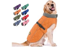 Sheripet Dog Cold Weather Coats, Fleece Lining Small/Medium/Large Dog Jackets for Winter, Wide Range Adjustable Pet Winter Clothes for Large Dogs, Orange XL