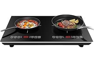VBGK Double Induction Hob 3600W, Plug in Induction Hob 2 Ring, Double Induction Cooker with Touch Sensor, 10 Power Levels, Safety Lock & 3-Hour Timer, 220~240V, Black