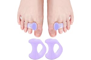 WACURRENTHYD 1 Pair Toe Separators Gel Toe Spacers Bunion Corrector（1st/4nd Toe and Spreader for Bunions, Overlapping Toes and Drift Pain Relief Pads - Purple）