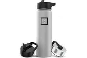 IRON °FLASK Sportowa butelka na wodę – 650 ml, 3 pokrywki (słomiana pokrywka), izolowana próżniowo stal nierdzewna, podwójne ścianki, kubek termiczny, stołówka z metalu