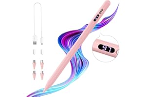 TiMOVO Stylet à Écran Tactile à Charge Rapide Compatible avec iPad/iPhone/Android/iOS/Samsung/Xiaomi Tablettes, Écran Capacitif avec Affichage de Puissance, Rose