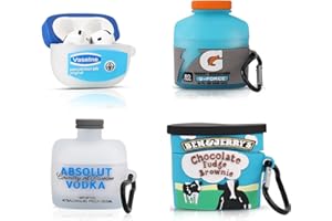 Confezione da 4 Custodie Carine per AirPods 4 Auricolari (2024), XMBYGY Custodia in Silicone Cartone Animato per Ricarica Protettiva Antiurto con Moschettoni per Uomo Donna Adolescente (F+G+V+B)